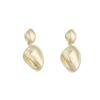 Gold-Tone S925 Silver Oval Ripple Earrings - European & American Style