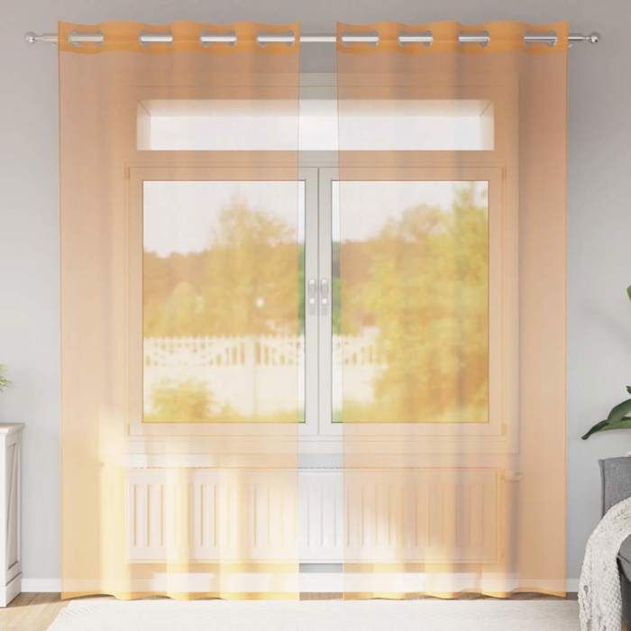VidaXL Sheer Curtains with Eyelets 2 Pcs Orange 140x225 Cm, Net Curtain, Transparent Curtain, Window Voile, 4102091