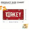 2D Flat - 1pc Vintage "Turkey" Metal Sign - 6x12 Inch, Rustic Aluminum Wall Decor Plaque with Red Background & White Text