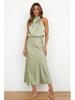 2024 Spring/Summer Elegant Satin Sleeveless Dress: Stylish High-End Solid Color Evening Wear
