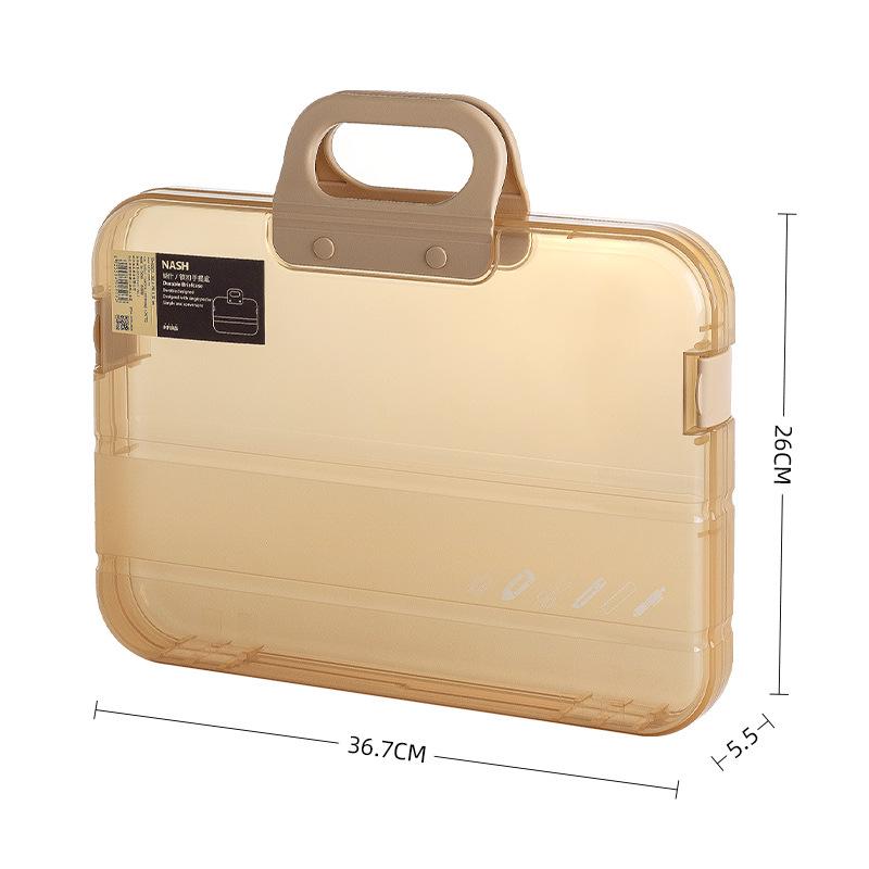 A4 Transparent Plastic Folder Large Accordion File Bag for Calligraphy and Test Paper Storage