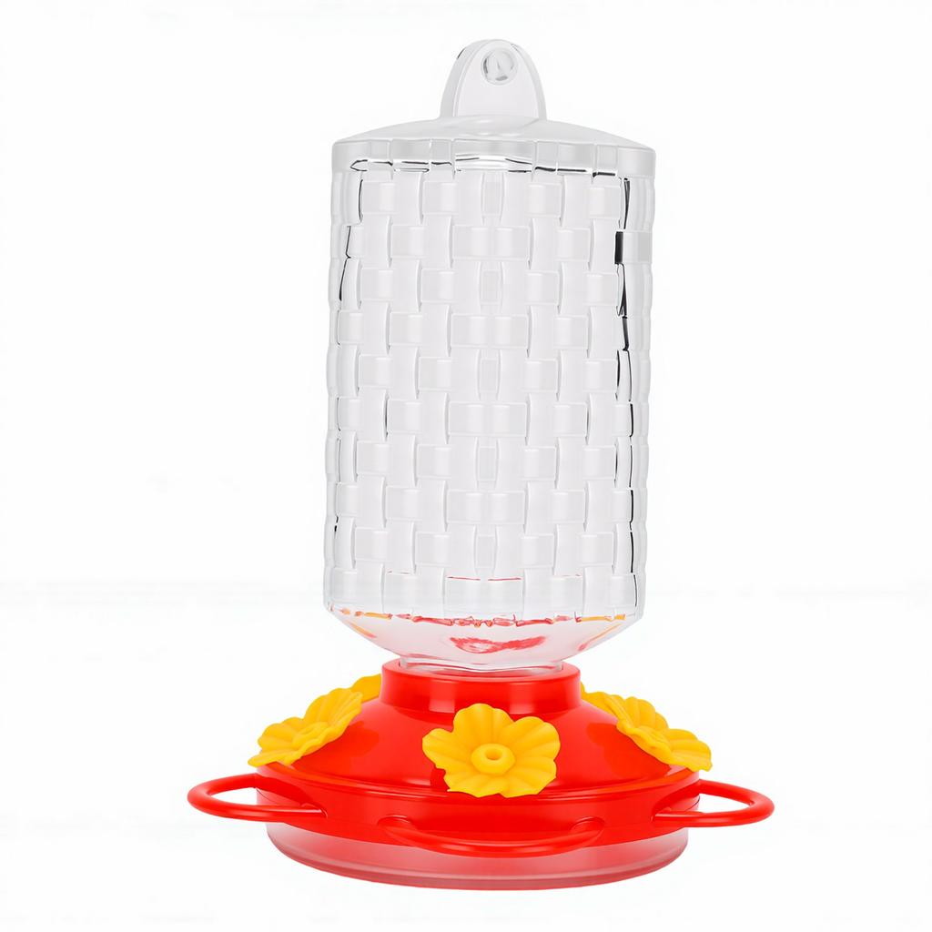 Outdoor Hanging Glass Bird Feeder Clear Glass Bottle Wild Bird Feeder for Courtyard Garden Balcony with 5 Feeding Ports