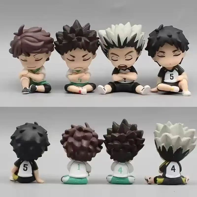 4pcs/set Haikyuu Figures Bokuto Kotaro Akaashi Keiji Oikawa Tooru Iwaizumi Hajime Action Figures Q Version PVC Model Toys Gift