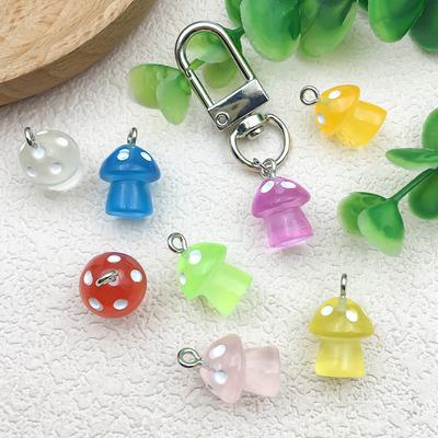 5pcs Luminous Fun Mushroom Cute Charms Resin Pendants Jewelry Making Accessories DIY Earrings Necklace Keychain Accessories