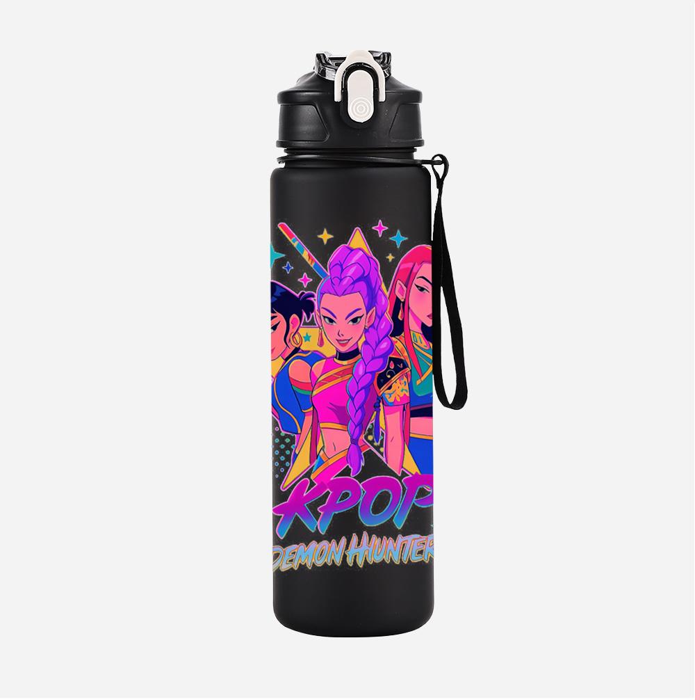Anime Cartoon K-Pop Demon Hunters Printed 750Ml Water Bottle Large Capacity Drinking Cup Portable Outdoor Sports Water Cup Children Gift