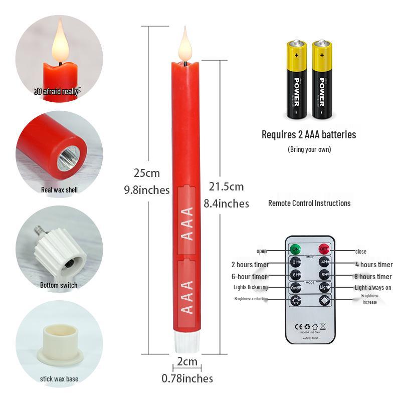 LED Parafínové svíčky s dlouhým stonkem - Vánoční a svatební dekorační světla