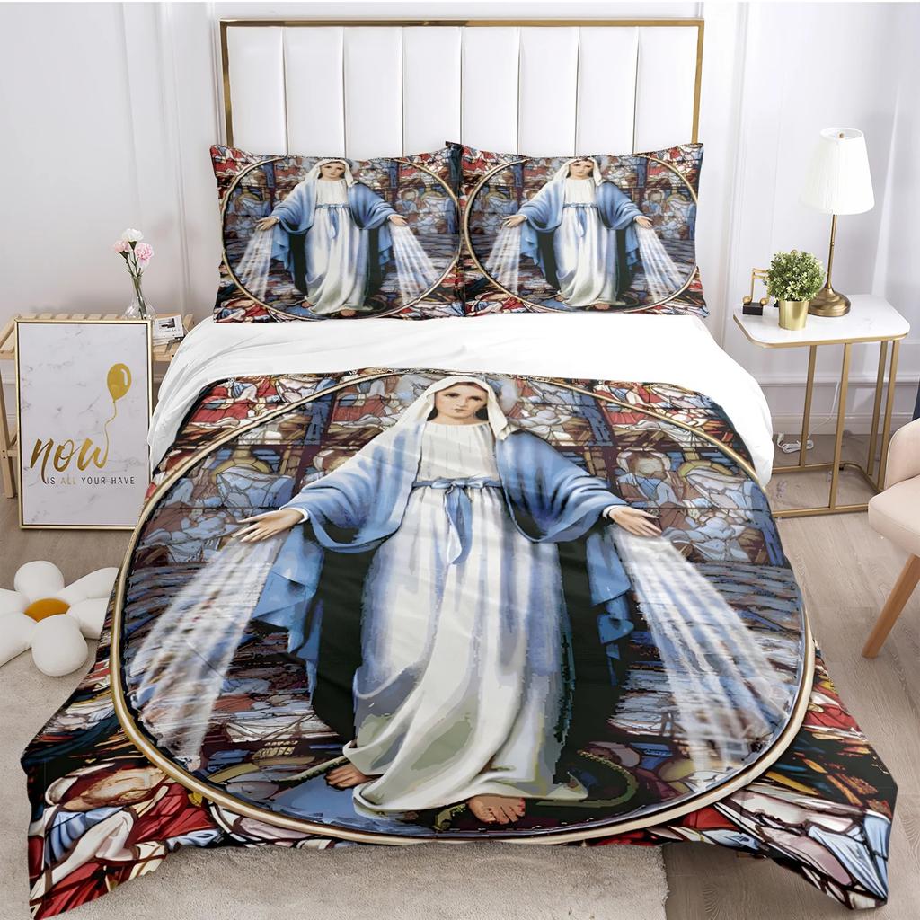 Kind Blesed Virgin MMary All Season Duvet Cover Comforter Bedding Collection Soft Quilt Cover And Pillowcases Singledoublequeenking
