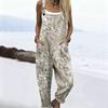 Women's Sleeveless Mid Rise 3D Digital Print Loose Casual Overalls Jumpsuit For Summer