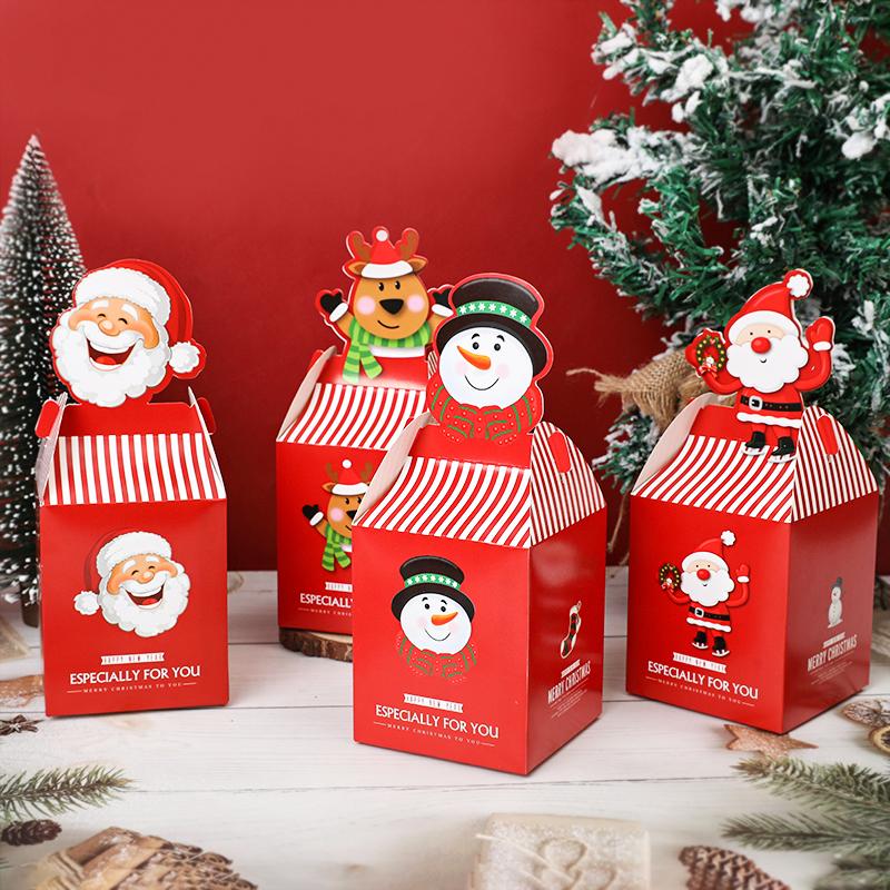 20Pcs Christmas Candy Gift Box Chocolate Cookie Apple Packing Boxes Santa Claus Bags Christmas Decorations for Home New Year 2025