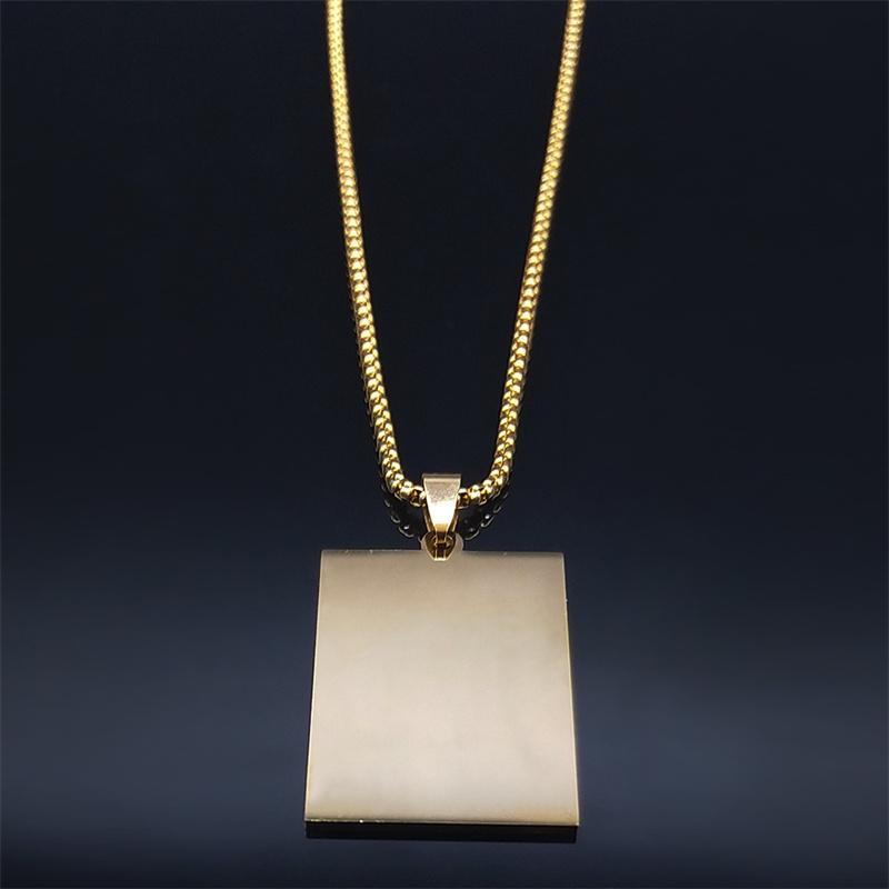 Stainless Steel Muslim Islam Quran Allah Chain Necklaces Gold Color Geometry Pendants Necklaces Jewelry Colliers N2280S02