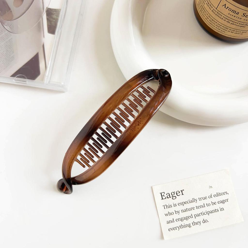 Pinza a Pesce Temperamentale Antiscivolo Satinata con Denti - Accessorio per Capelli Monocolore per Coda di Cavallo, Frangia e Acconciature Raccolte.