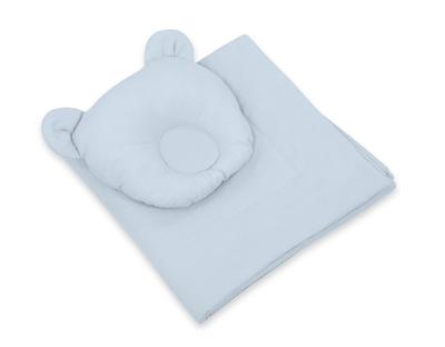 Baby Bedding with Filling, Duvet and Teddy Bear Shaped Pillow - 2-piece Set - Blue