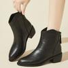 Short Boots Women's Pointed Thick Heel Spring and Autumn Single Boots Soft Sole Soft Surface Velvet Medium Heel Martin Boots