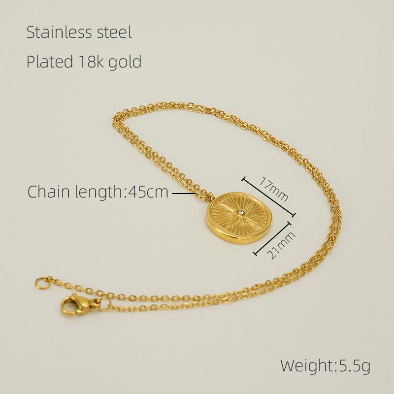 

New stainless steel fashion octagram diamond necklace cold light luxury pendant 18K золотой