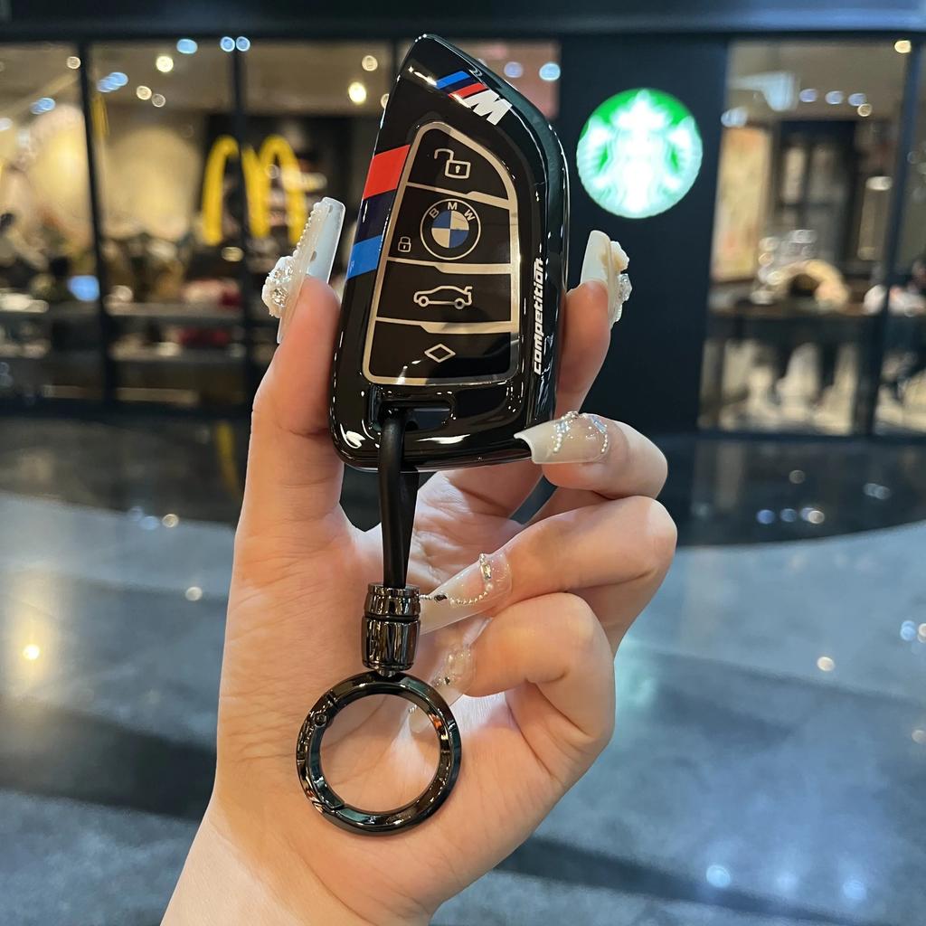 Racing Style Metal Car Key Case Fob Cover for BMW X1 X3 X5 X6 X7 3 5 6 7 Series G20 G30 G11 F15 F16 G01 G02 F48 2016-2023