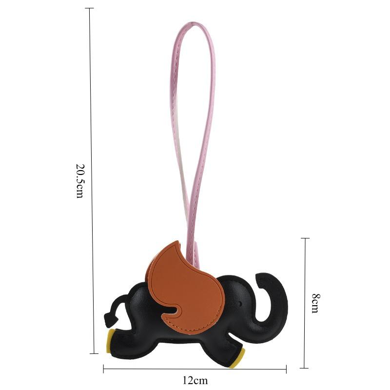 Maskottchen Elefant Benutzerdefiniertes LOGO Schlüsselanhänger Blankes Leder Lasergravur Autoschlüsselanhänger 3D Niedlicher Fliegender Elefant Personalisierter Anhänger Geschenk