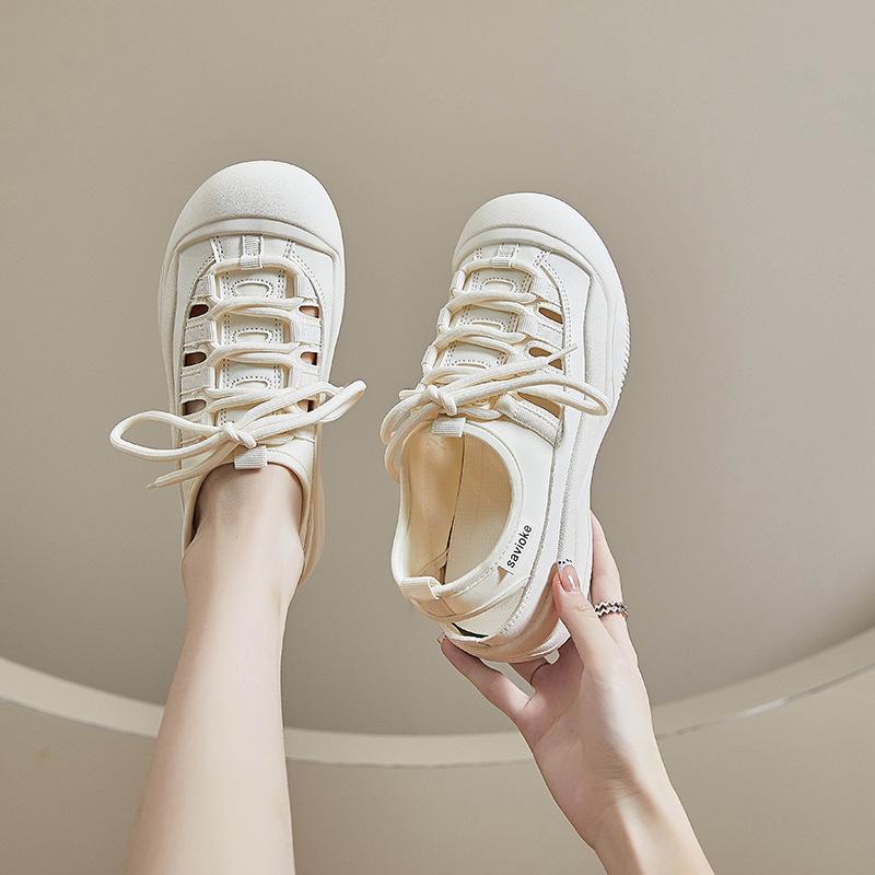 Baotou thick-soled Roman sandals women's summer new fashion casual versatile hollow beach sports white shoes