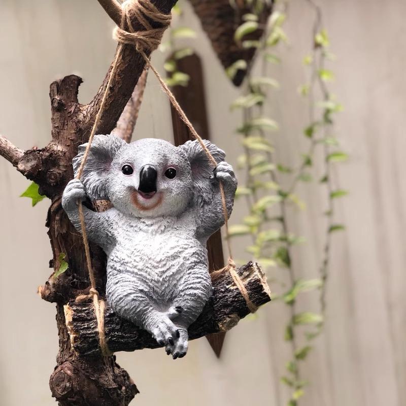 Resin Tree Hanging Animal Crafts: Koala Climbing, Panda on Swing