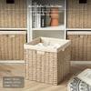 Coș de depozitare pentru sertar țesut cu căptușeală, ratan sintetic, pentru dulap modular 33x38x33cm Bej
