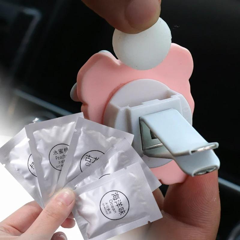 Car Air Fresheners Refills Car Air Vent Clip Replacement Set Pads Solid Fragrance Scent Air Freshener Refill Tablets Lemon Peach