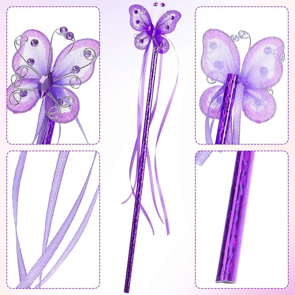 iplusmile Set of 8 Butterfly Fairy Lightweight Magic Pretend Costume Accessories Wands, 28cm, Plastic, Kids' Wands, Play, Parties,