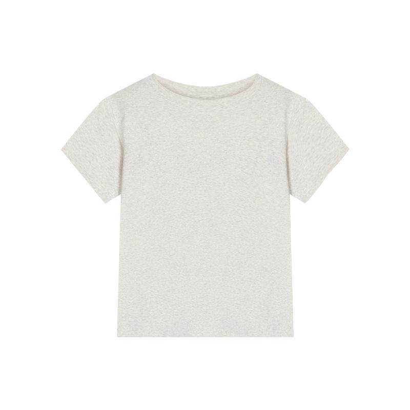 

Spice girl front shoulder short-sleeved T-shirt women s summer new slim-fit basic bottoming shirt top ins tide XXL світло-сірого кольору