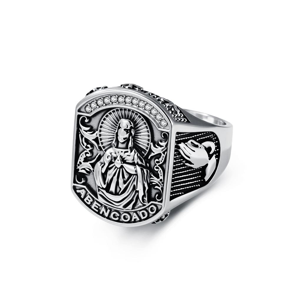 European and American Churches Pray for Blessings, Prayer Hands, Ring Relief Retro Portrait Hand Jewelry 2026 7#