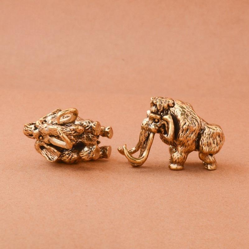 Antique Bronze Cute Mammoth Miniature Figurines Desk Ornament Decorations Accessories Copper Animal Sculpture Home Decor Crafts