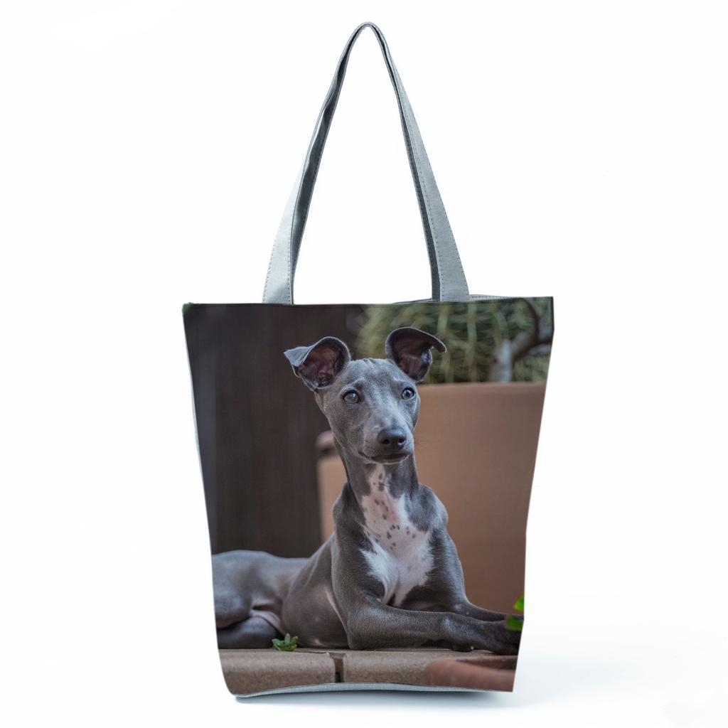 Greyhound Shopping Bags Casual Groceries Women Handbags Animal Dog Graphic Large Capacity Shoulder Bags Portable Foldable Totes
