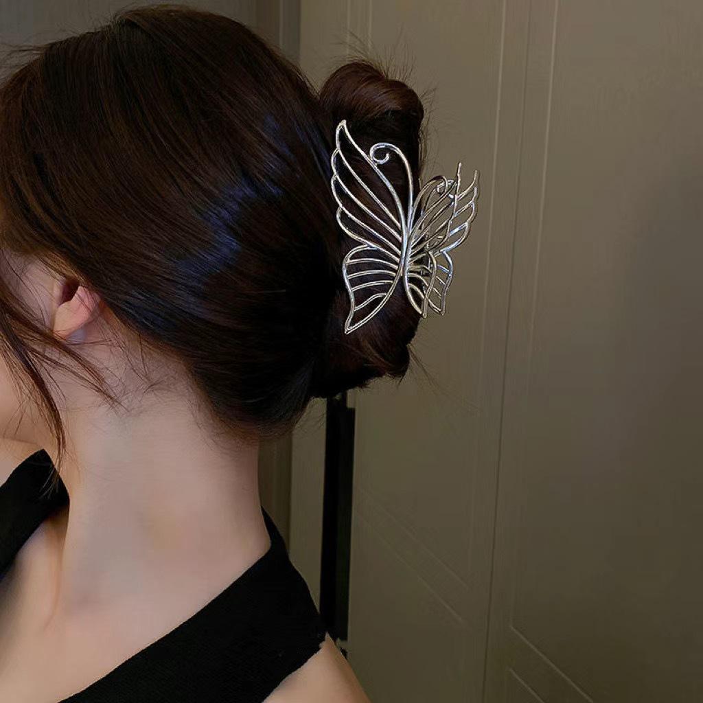 Pinza a morsetto in metallo ad alto livello con fiocco per capelli 2024 per donna: Pinza per Capelli a Forma di Squalo, Grande, Elegante, Stile Freddo, per la Nuca