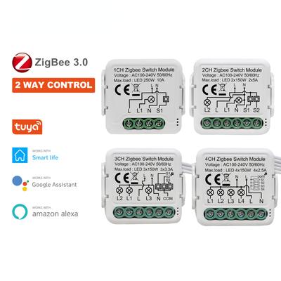 GIRIER Tuya ZigBee 3.0 Switch Module 10A Smart Home DIY Breaker 1 2 3 4 Gang Supports 2 Way Control Works with Alexa Google Home