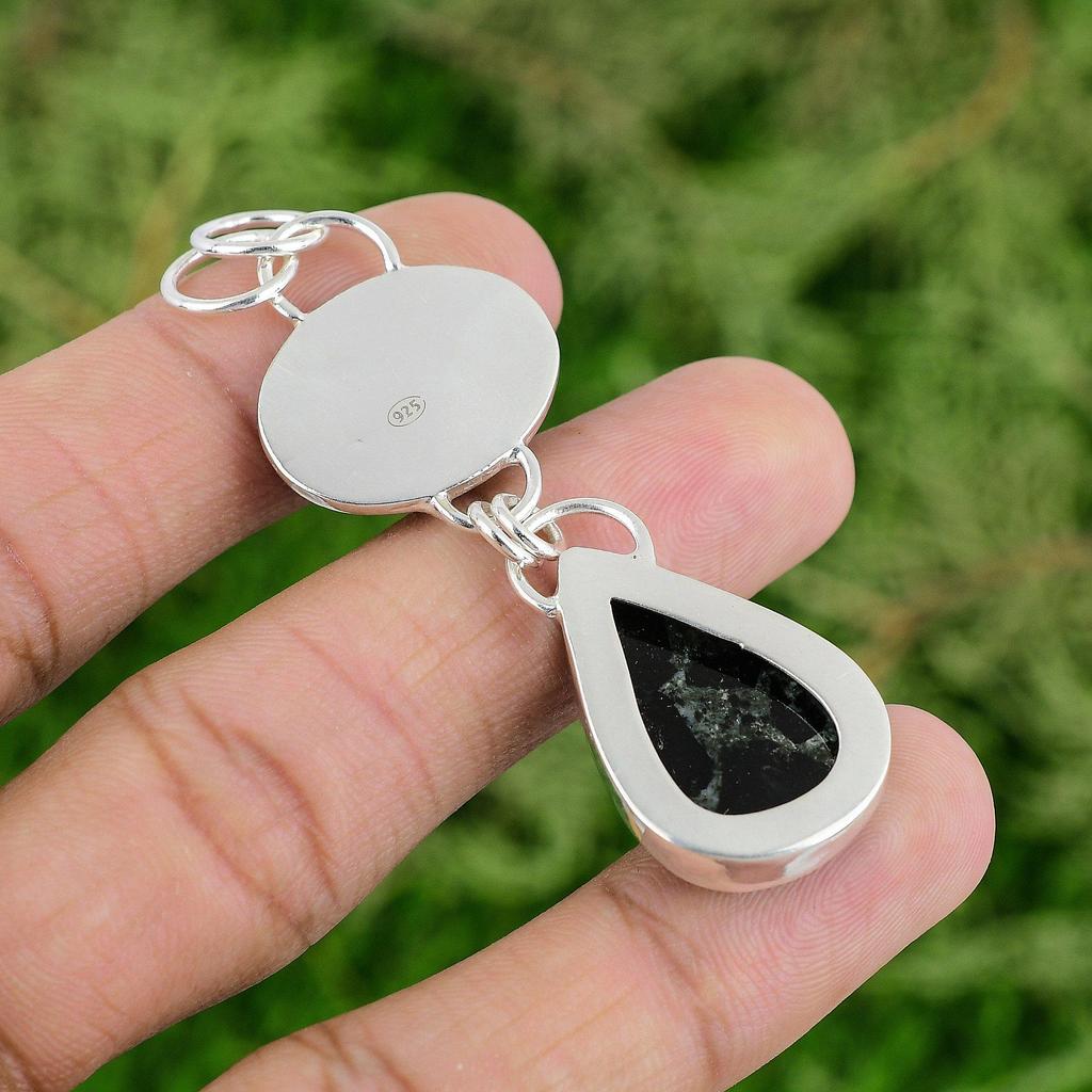 Daughters Day Deal Sterling Silver Star Galaxy Jasper Stone Boho Pendant Jewelry