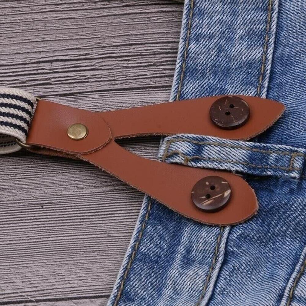 Y-Shaped Button Shoulder Straps Leather Suspender Pans Strap Elastic Drawstring  Men and Women