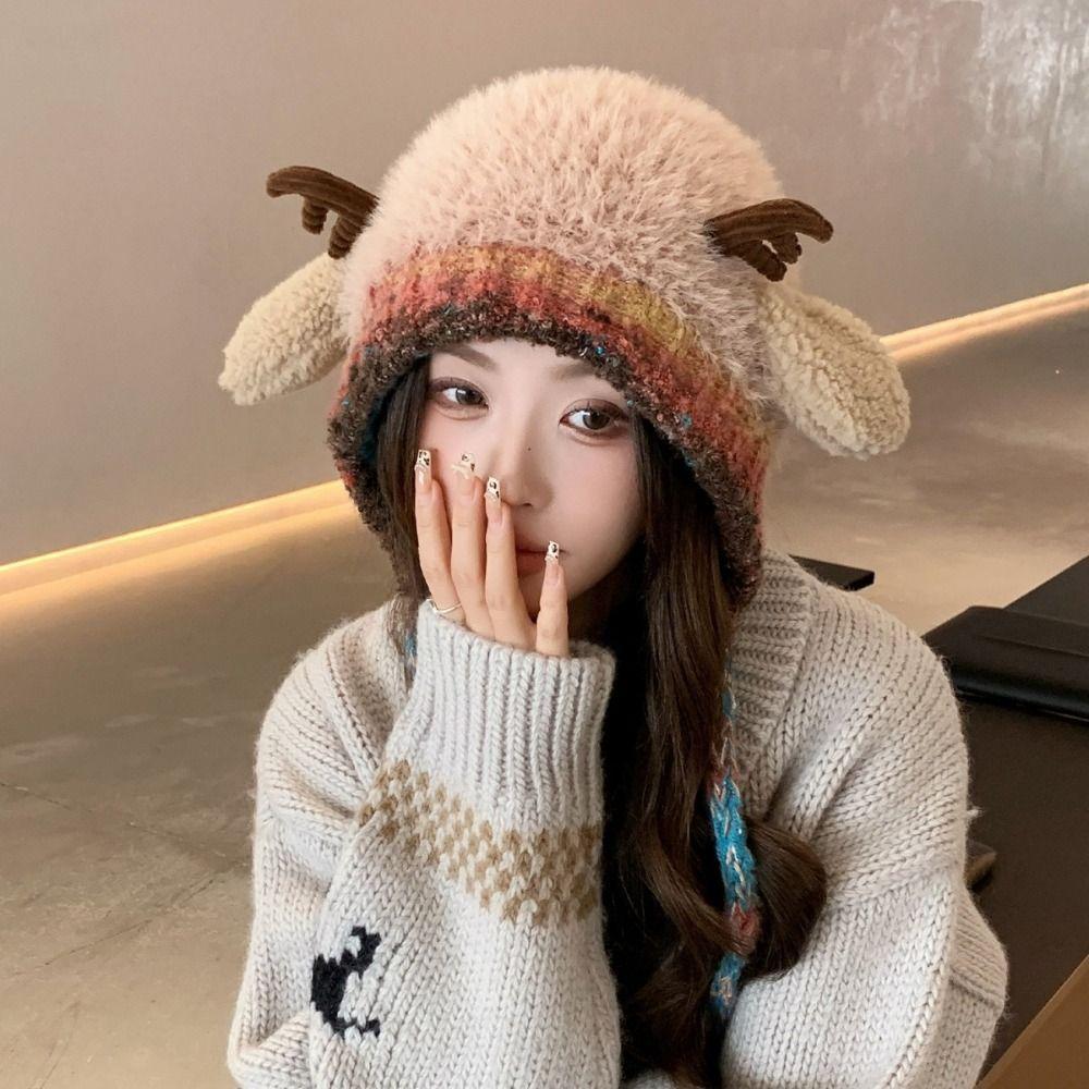 New Fur Deer Storage Hat Ear Protection Warm Festival Christmas Antler Hat Windproof Elastic Earmuffs Hat Outdoor