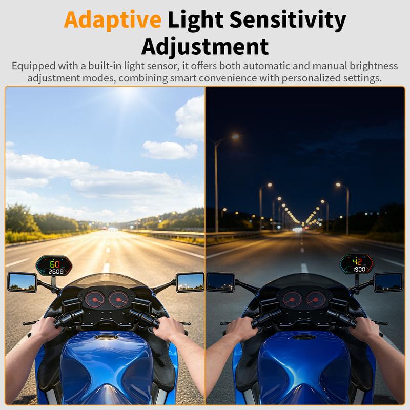 NEWEST Motorcycle OBD2 Head Up Display G25 Vehicle Speed, Clock, and Travel Time Display Outdoor Car Motorcycle Riding Equipment