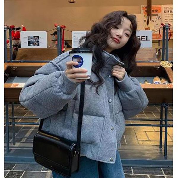 Women's Autumn and Winter Plus Size Short Warm Stand Up Collar Coat Padded and Thickened Loose Zip Section of The Cold Jacket