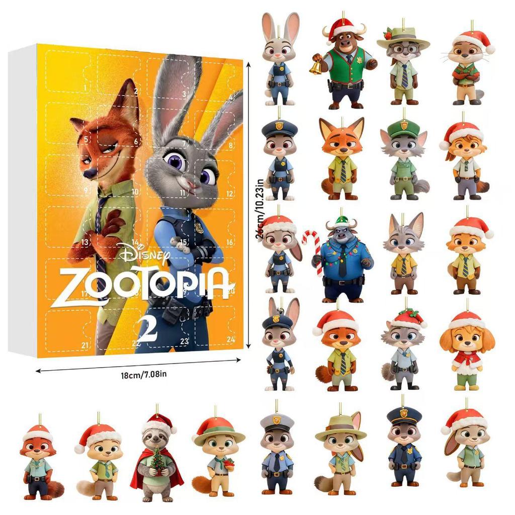 Zootopia Christmas Advent Calendar: Ornament Set with Acrylic Pendants