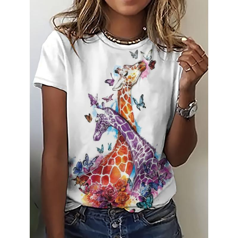 

2026 cross-border European and American clothing round neck short-sleeved casual loose top bottoming short-sleeved T-shirt L