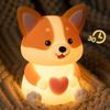 Rechargeable Nursery Light Portable Corgi Night for Nursery, Silicone LED Bedside Lamp with Touch/Remote Control & 30-Minute Timer, Dimmable