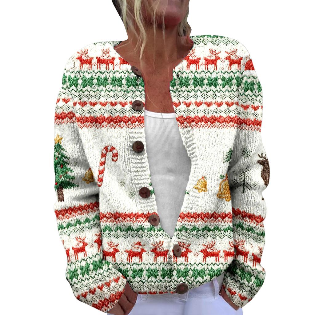 LLL-YK01 Christmas Crew Neck Cardigan Sweater 3D Printing