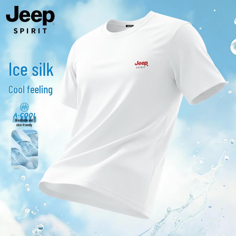 JEEP SPIRIT Men s 2026 Summer Ice Silk Cooling Breathable Casual Loose T-Shirt M