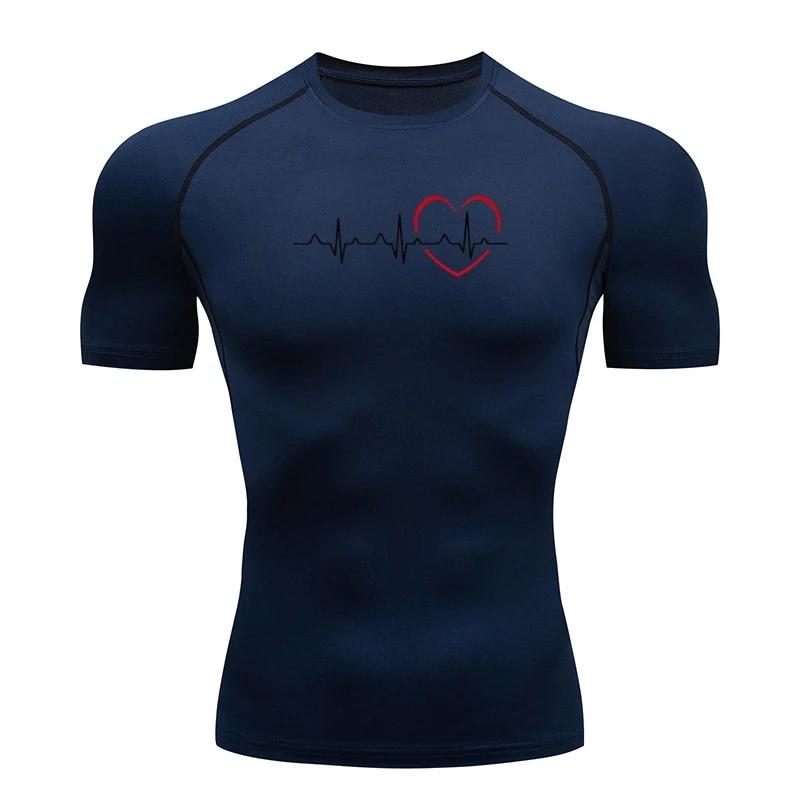 Men Compression T-shirt Printing Short Sleeve Sport Tees Gym Fitness Sweatshirt Male Jogging Tracksuit Homme Athletic Shirt Tops