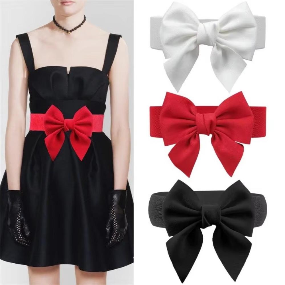 Wide Side Waist Belt High Quality Waist Straps Fashion Big Bow Waistband  Dress Cummerbunds