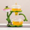 1 set of magnetic lazy tea set - Creative Lotus automatic glass teapot, tea cup, tea can, tea tray Chinese Kung Fu tea set