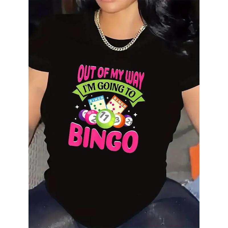 

European sizes Women S Bingo Night Graphic T-Shirt Durable & Comfortable for Casual Wear, Perfect for Home Gatherings & Festive Themes, Bingo T Shirt 4XL чорний