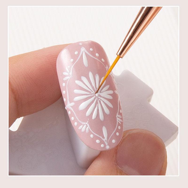 3Pcs Französisch Streifen Nail art Liner Pinsel Set Tipps Ultra-dünne Linie Zeichnung Stift Dual End UV Gel malerei Pinsel Maniküre Werkzeuge