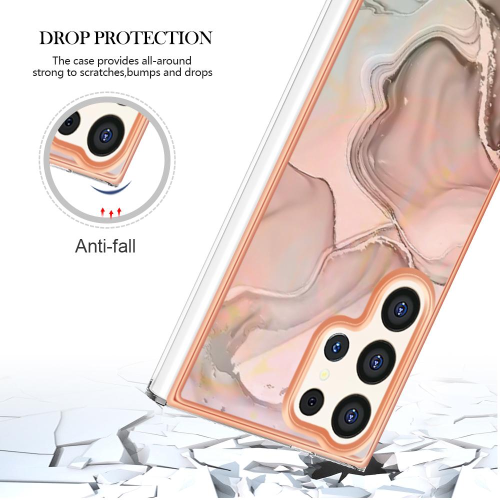Rose gull Marmor Avtakbar spenne Snor eller Anti Fall Ring eller Glatt design Myk telefonveske til Samsung iPhone Redmi Oppo Moto Honor Google Sony...