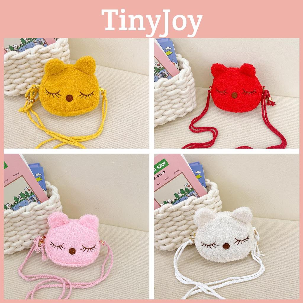 Plush Styling Cat Shoulder Crossbody Bag Embroidered Design Suitable For Child