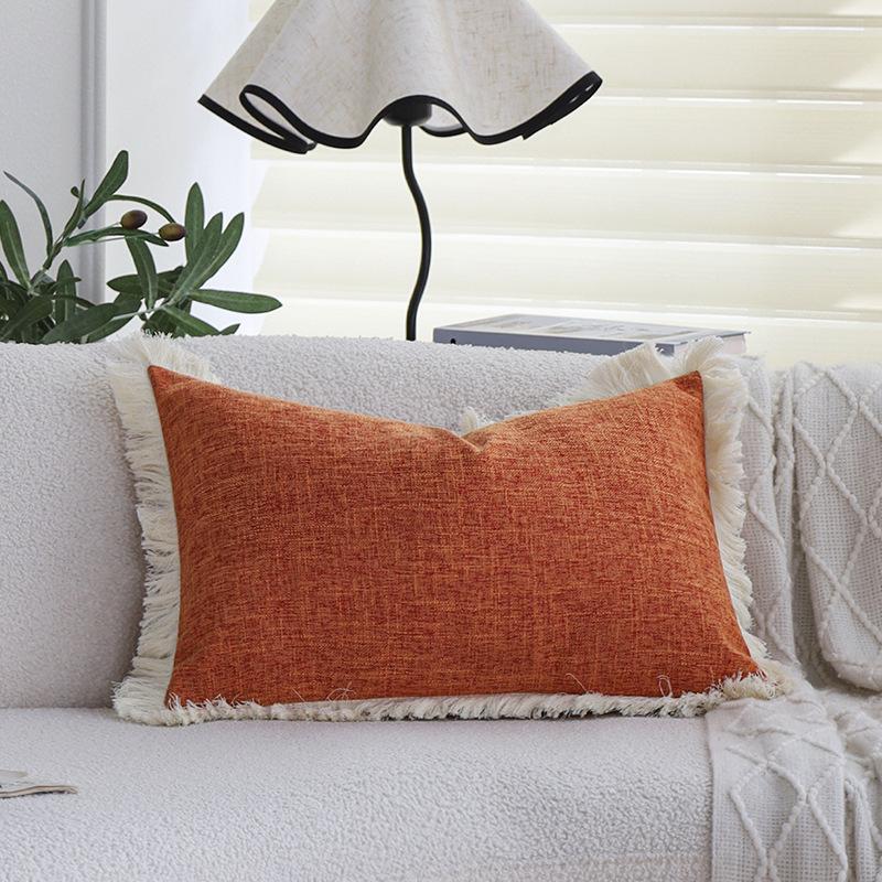 Husă de pernă de canapea din in gros, culoare solidă, pernă, pernă pentru living, pernă de spate, mașină, hotel, pernă pentru talie