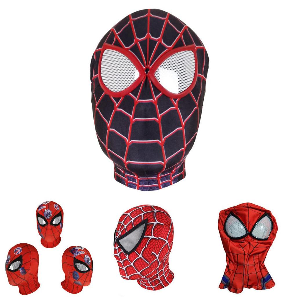 Spiderman Miles Morales Elastic Mask Headcover Costume For Adult Cosplay Enthusiasts